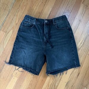 BDG black denim pull up shorts